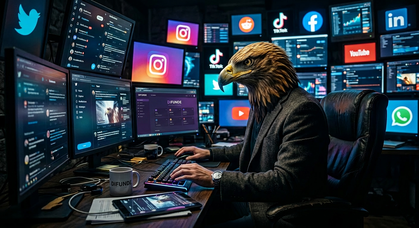 Criador de conteúdo dominando todas as redes com o Difunde